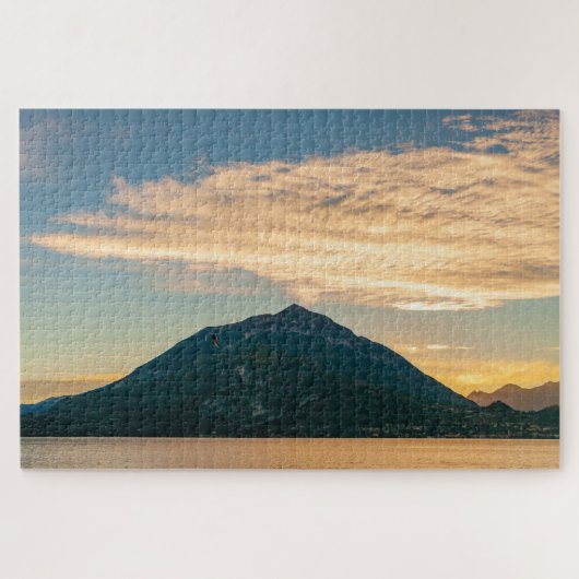 Schöne Landschaft des Comer Sees bei Sonnenunterga Puzzle (Horizontal)