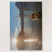 Schöne Landschaft des Comer Sees mit Schiff, Itali Puzzle (Vertikal)