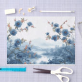 Schöne Landschaft in Blau Seidenpapier (Handwerk)