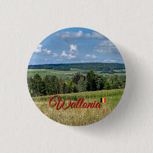 Schöne Landschaft in Wallonien, Reise Button