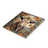 Schöne Landschaft Kuh Sonnenblume Dekorative Fliese (Seite)