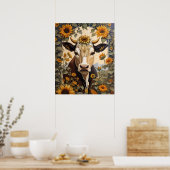Schöne Landschaft Kuh Sonnenblume Dekorative Poster (Küche)