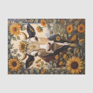 Schöne Landschaft Kuh Sonnenblume Dekorative Seidenpapier