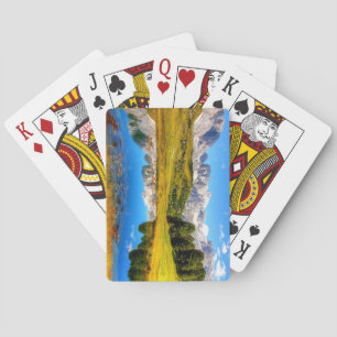 Schöne Landschaft mit Bäumen & Bergen Spielkarten