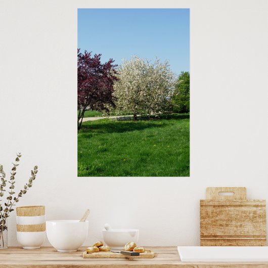 Schöne Landschaft mit Bäumen Poster (Küche)