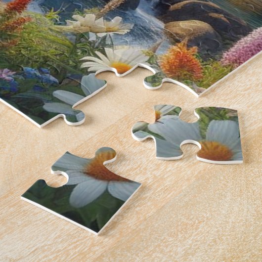Schöne Landschaft mit Bergen und Wasserfällen Puzzle (Seite)