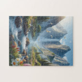 Schöne Landschaft mit Bergen und Wasserfällen Puzzle (Horizontal)