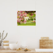 Schöne Landschaft mit blühendem Kirschbaum in Poster (Küche)