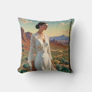 Schöne Landschaft mit einer Frau Spirituelle Kunst Kissen