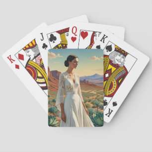 Schöne Landschaft mit einer Frau Spirituelle Kunst Spielkarten