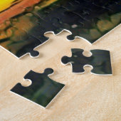 Schöne Landschaft mit Kirschbäumen und einer Bank Puzzle (Seite)