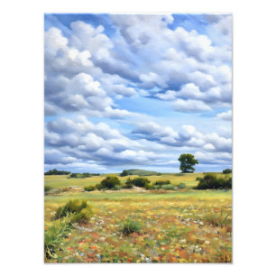 Schöne Landschaft mit lebhaften Wildblumen Fotodruck