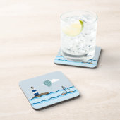 Schöne Landschaft mit Leuchtturm und Segelboot Getränkeuntersetzer (Rechte Seite)