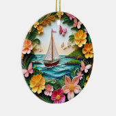 Schöne Landschaft mit Segelboot Keramik Ornament (Rechts)