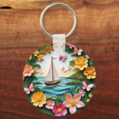 Schöne Landschaft mit Segelboot Schlüsselanhänger (Rückseite)