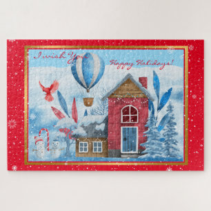 Schöne Landschaft mit Snowman individuell anpassen Puzzle