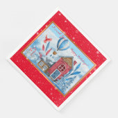 Schöne Landschaft mit Snowman individuell anpassen Serviette (Ecke)