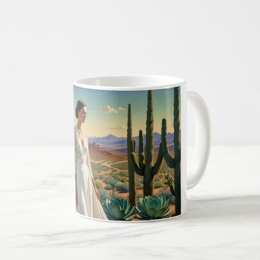 Schöne Landschaft mit weiblicher spiritueller Kuns Kaffeetasse (VorderseiteRechts)