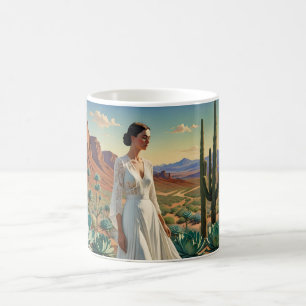 Schöne Landschaft mit weiblicher spiritueller Kuns Kaffeetasse