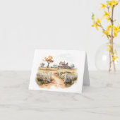 Schöne Landschaft mit Zaun und Baum Karte (Gelbe Blume)