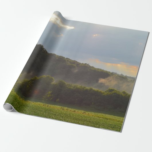 Schöne Landschaft Sicht auf Berg und Wald Geschenkpapier (Ungerollt)