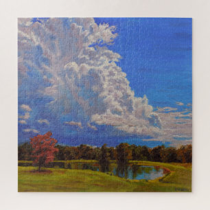 Schöne Landschaft von Illinois mit großen Wolken Puzzle