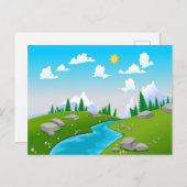 schöne Landschaft zeichnend Postkarte (Vorne/Hinten)