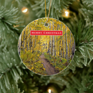 Schöne Landschaftliche Aspen Tree Grove Keramik Ornament