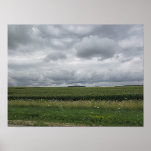 Schöne landschaftliche Aussicht, Wolken und Wiesen Poster (Vorne)