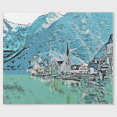 Schöne Landschaftliche Seepromenade Bergsee-Zauber Geschenkpapier (Flach)