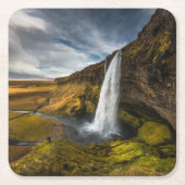 Schöne Landschaftsansicht von Seljalandsfoss Rechteckiger Pappuntersetzer (Vorderseite)
