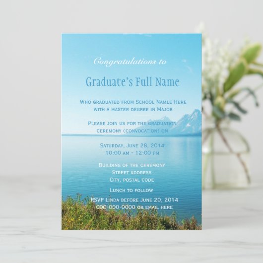 Schöne Landschaftsfotografie Abschluss Einladung (Stehend Vorderseite)