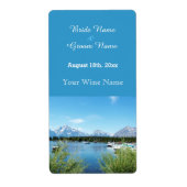 schöne Landschaftsfotografie Hochzeitsweinlabel (Vorne)