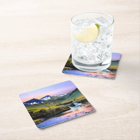 Schöne Landschaftslandschaft von Island Rechteckiger Pappuntersetzer (Vor Ort)