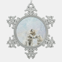 Schöne Landtiere Coyotes Schneeflocken Zinn-Ornament