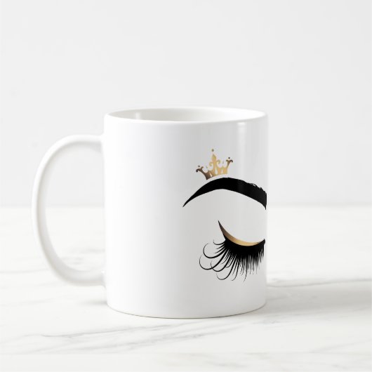 Schöne lange Blitze winkende Augen mit Krone Kaffeetasse (Links)