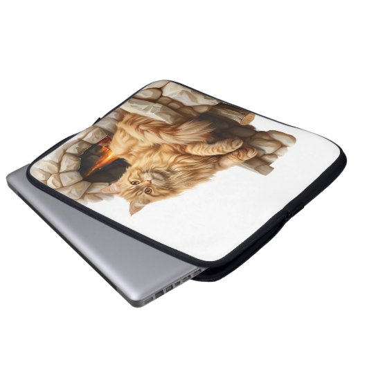 SCHÖNE LANGE HAIRED ORANGE TABBY CAT LAPTOPSCHUTZHÜLLE (Vorne Knopf)