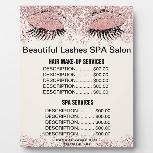 Schöne Lashes Pink Glitzer WELLNESS-CENTER Salon P Fotoplatte (Vorderseite)