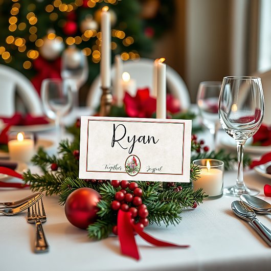 Schöne Laterne mit Heiligen und Kardinal Weihnacht Platzkarte