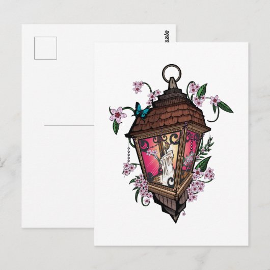 Schöne Laterne Postkarte (Vorne/Hinten)