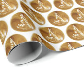 Schöne Latte Floral Leaf Art Tree Geschenkpapier (Rolleneckpunkt)