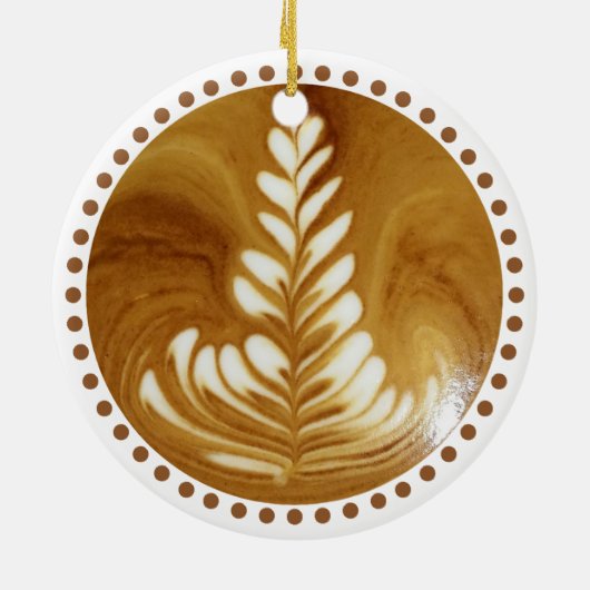 Schöne Latte Floral Leaf Art Tree Keramikornament (Hinten)