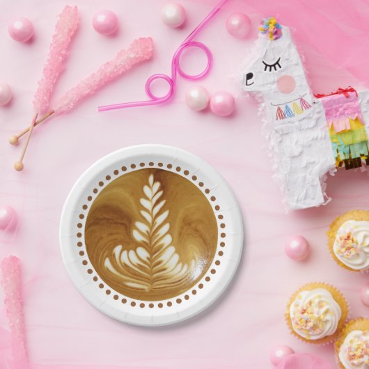 Schöne Latte Floral Leaf Art Tree Pappteller (Party)