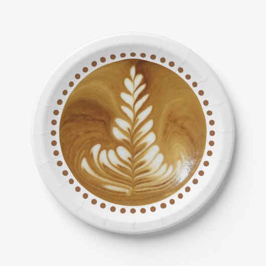 Schöne Latte Floral Leaf Art Tree Pappteller (Vorderseite)