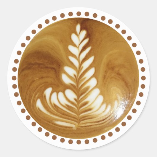 Schöne Latte Floral Leaf Art Tree Runder Aufkleber (Vorderseite)