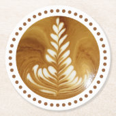 Schöne Latte Floral Leaf Art Tree Runder Pappuntersetzer (Vorderseite)