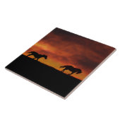 Schöne Laufpferde im Sonnenuntergang Art Fliese (Seite)