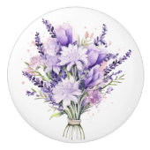 Schöne Lavendel und gemischte Blumengestelle Keramikknauf (Vorderseite)