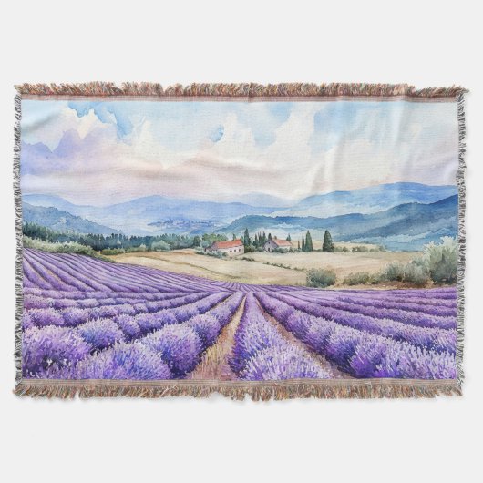 Schöne Lavendelfelder Aquarelle Decke (Vorderseite)