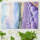 Schöne Lavendelfelder Aquarelle Geschirrtuch (Gefaltet)